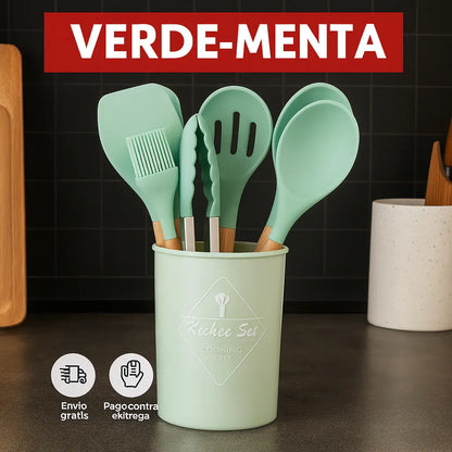 SET 12 UTENSILIOS DE COCINA EN SILICONA