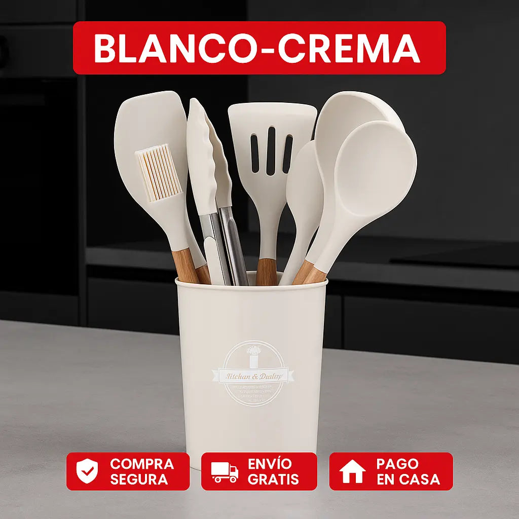 SET 12 UTENSILIOS DE COCINA EN SILICONA