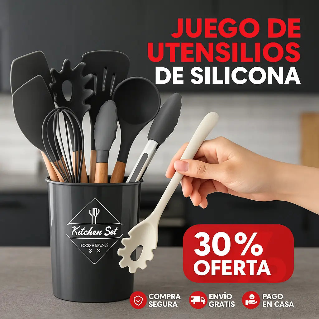 SET 12 UTENSILIOS DE COCINA EN SILICONA