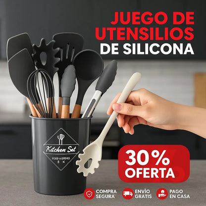 SET 12 UTENSILIOS DE COCINA EN SILICONA