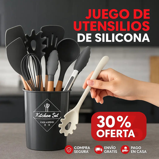 SET 12 UTENSILIOS DE COCINA EN SILICONA