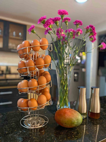 Elegancia y Organización: Rack de Acero Inoxidable para 30 Huevos